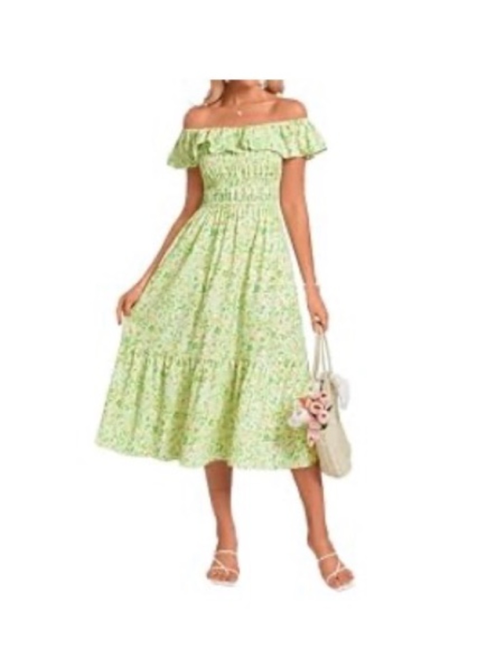 Grace Karin Pastel Green Floral Maxi Dress